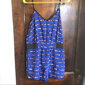 Patterned stripe romper